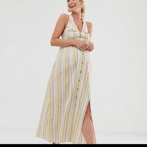 Asos Maternity Maxi Dress Button Front Halter - Picture 7 of 7
